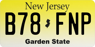 NJ license plate B78FNP