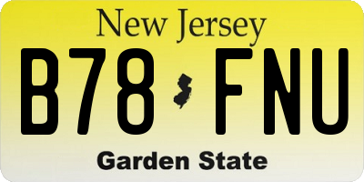 NJ license plate B78FNU