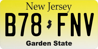 NJ license plate B78FNV