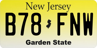 NJ license plate B78FNW
