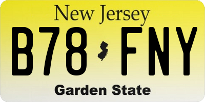 NJ license plate B78FNY