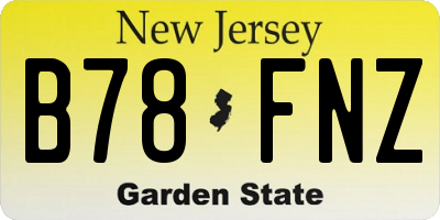 NJ license plate B78FNZ