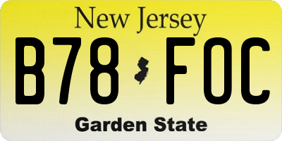NJ license plate B78FOC