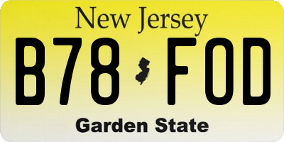 NJ license plate B78FOD