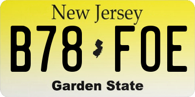 NJ license plate B78FOE