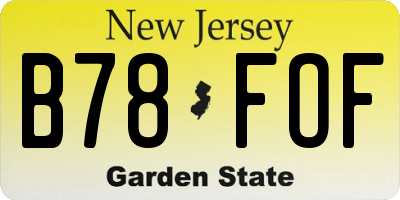 NJ license plate B78FOF