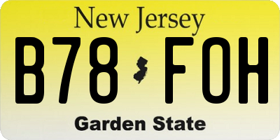 NJ license plate B78FOH
