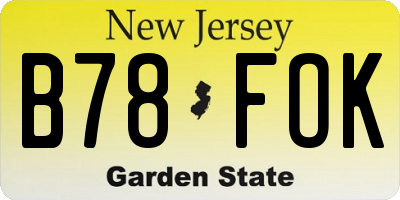 NJ license plate B78FOK