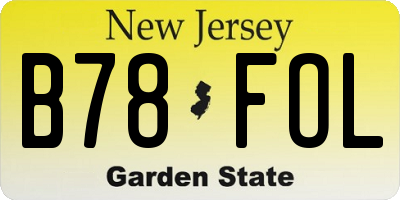 NJ license plate B78FOL