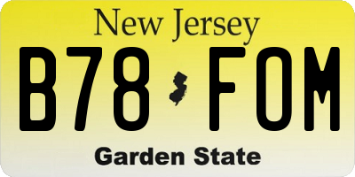 NJ license plate B78FOM