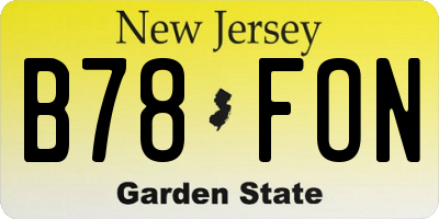 NJ license plate B78FON