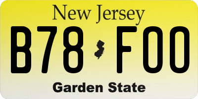 NJ license plate B78FOO