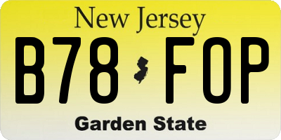 NJ license plate B78FOP