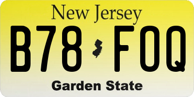 NJ license plate B78FOQ