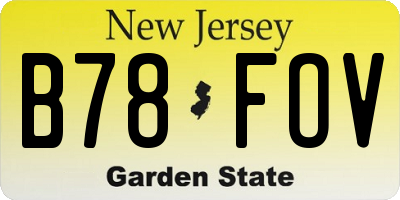 NJ license plate B78FOV