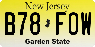 NJ license plate B78FOW