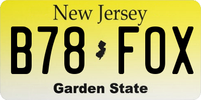 NJ license plate B78FOX