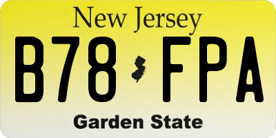 NJ license plate B78FPA