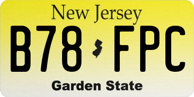 NJ license plate B78FPC