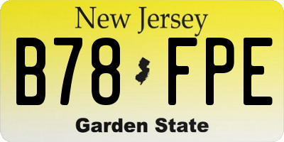 NJ license plate B78FPE