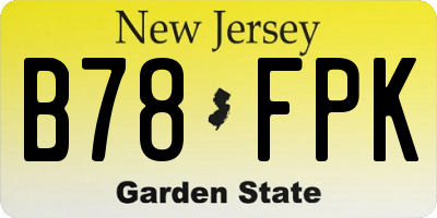 NJ license plate B78FPK