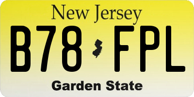 NJ license plate B78FPL