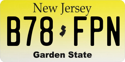 NJ license plate B78FPN