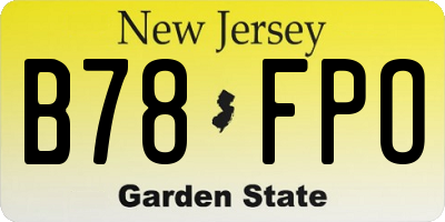NJ license plate B78FPO