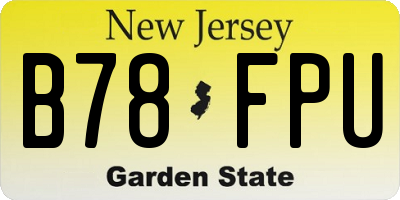 NJ license plate B78FPU