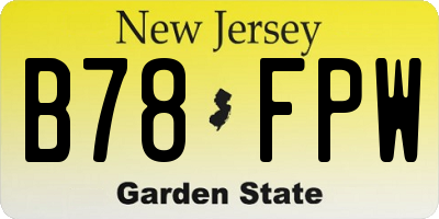 NJ license plate B78FPW