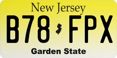 NJ license plate B78FPX