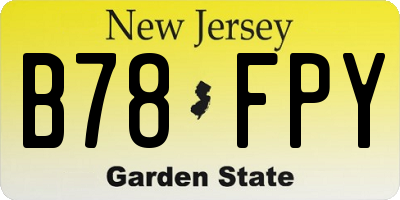 NJ license plate B78FPY