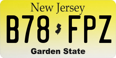 NJ license plate B78FPZ