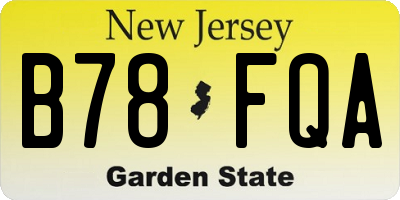 NJ license plate B78FQA