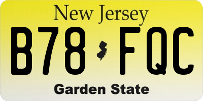 NJ license plate B78FQC