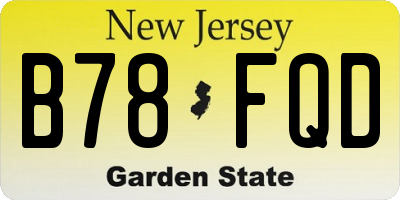 NJ license plate B78FQD