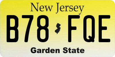 NJ license plate B78FQE