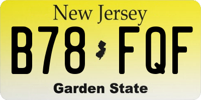 NJ license plate B78FQF