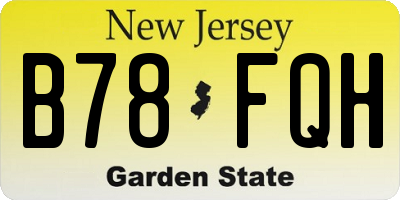 NJ license plate B78FQH