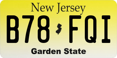 NJ license plate B78FQI