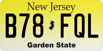 NJ license plate B78FQL