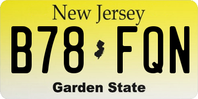 NJ license plate B78FQN