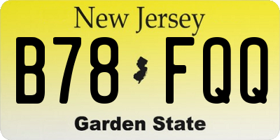 NJ license plate B78FQQ