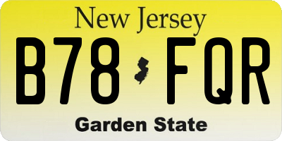 NJ license plate B78FQR