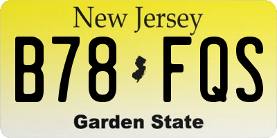 NJ license plate B78FQS
