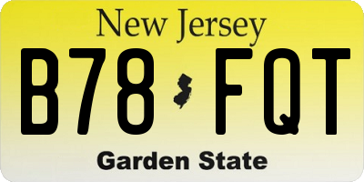 NJ license plate B78FQT