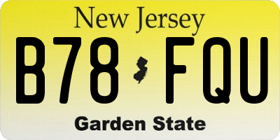 NJ license plate B78FQU