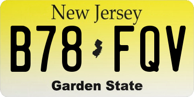 NJ license plate B78FQV