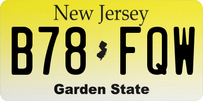 NJ license plate B78FQW