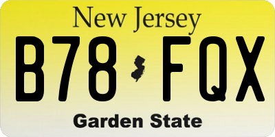 NJ license plate B78FQX
